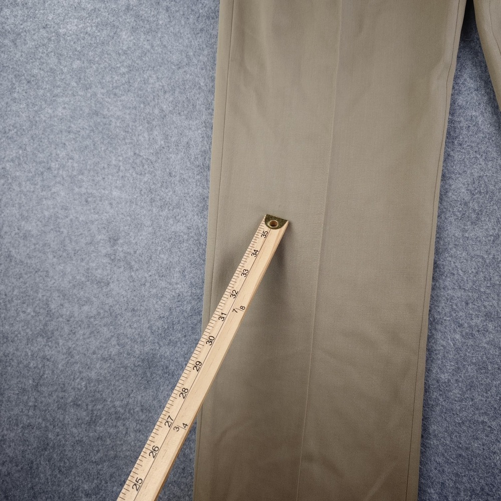 Brooks Brothers Madison Dress Pants Mens 35x32 Tan Pleated Cuffed 100% Wool - Picture 3 of 12